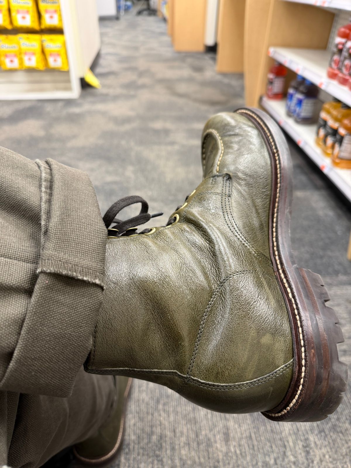 Photo by noneck on June 1, 2026 of the Grant Stone Brass Boot in Incas Jungle Kangaroo.