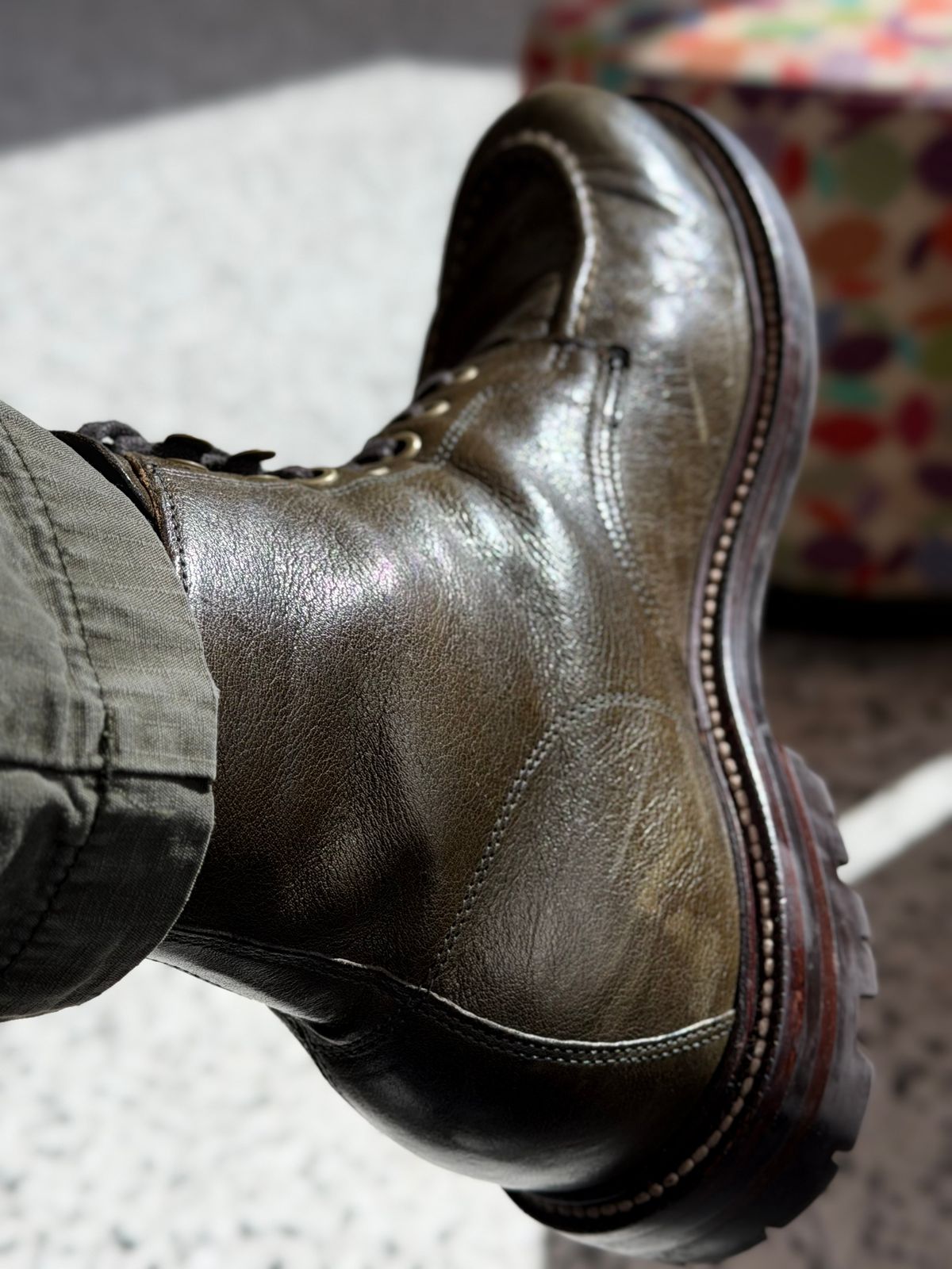 Photo by noneck on June 8, 2026 of the Grant Stone Brass Boot in Incas Jungle Kangaroo.
