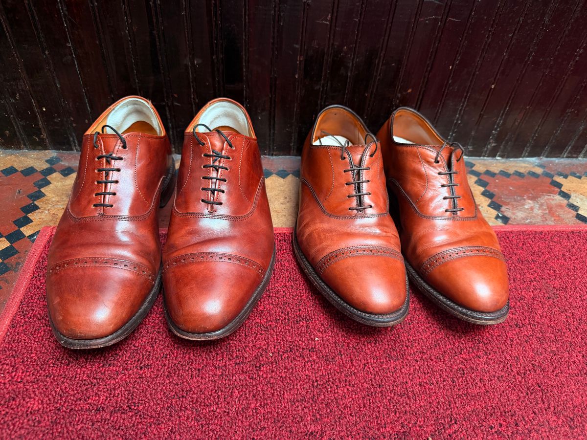 Photo by noneck on June 26, 2026 of the Allen Edmonds Byron Cap-Toe Blucher in Walnut Calfskin.