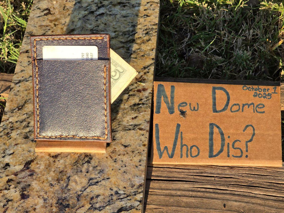 Photo by Theakkid on October 1, 2025 of the Pale's Custom Leatherworks Slim Wallet in Horween Black Waxed Flesh.