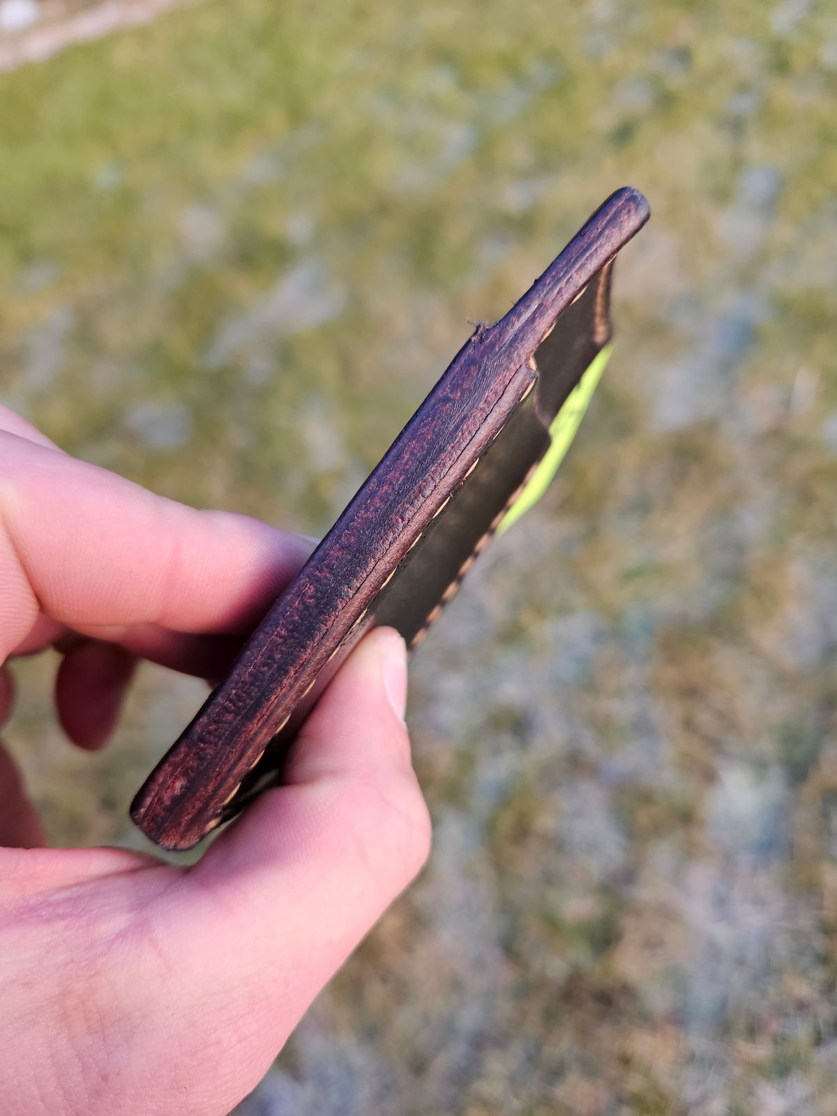 Photo by Theakkid on November 3, 2025 of the Pale's Custom Leatherworks Slim Wallet in Horween Brown Waxed Flesh.