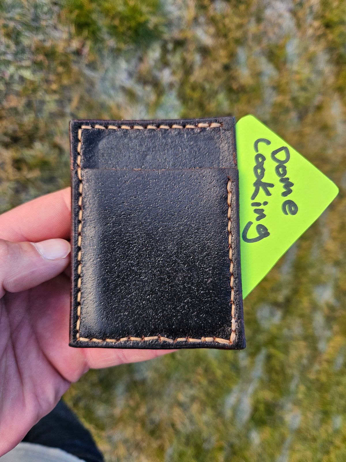 Photo by Theakkid on November 3, 2025 of the Pale's Custom Leatherworks Slim Wallet in Horween Brown Waxed Flesh.