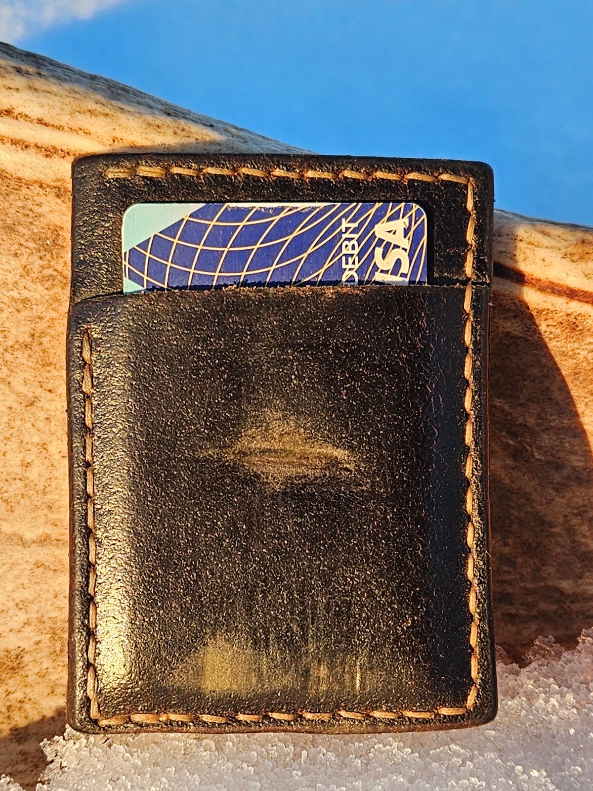 Photo by Theakkid on December 5, 2025 of the Pale's Custom Leatherworks Slim Wallet in Horween Brown Waxed Flesh.