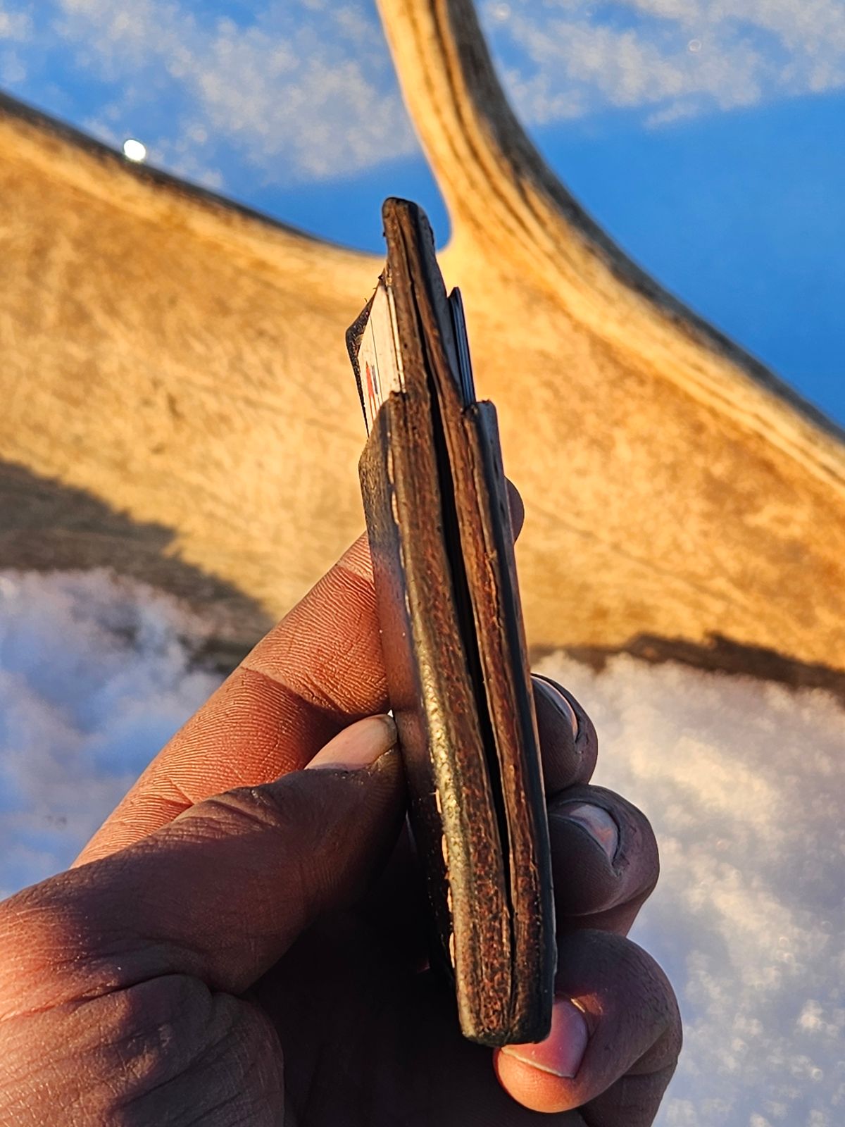 Photo by Theakkid on December 5, 2025 of the Pale's Custom Leatherworks Slim Wallet in Horween Brown Waxed Flesh.