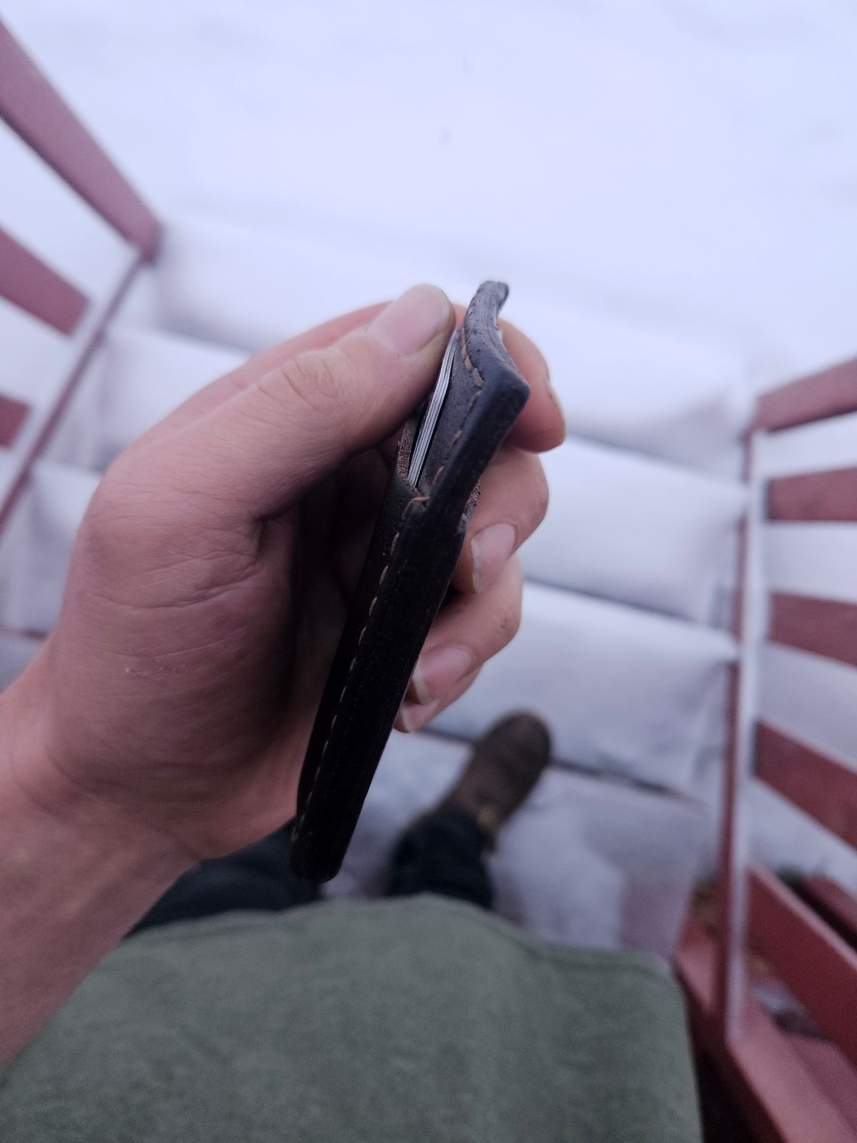 Photo by Theakkid on January 5, 2026 of the Pale's Custom Leatherworks Slim Wallet in Horween Brown Waxed Flesh.