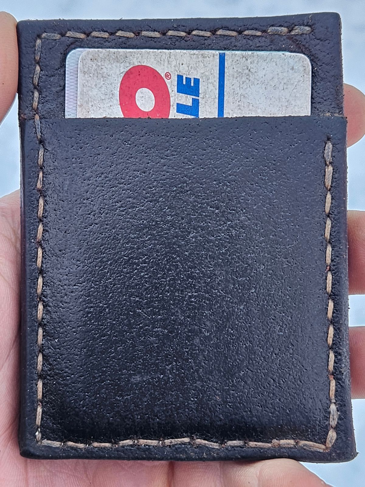 Photo by Theakkid on February 5, 2026 of the Pale's Custom Leatherworks Slim Wallet in Horween Brown Waxed Flesh.