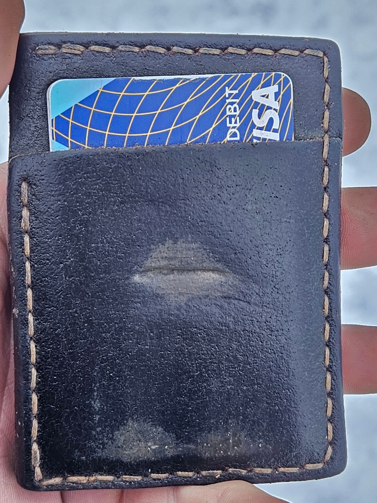 Photo by Theakkid on February 5, 2026 of the Pale's Custom Leatherworks Slim Wallet in Horween Brown Waxed Flesh.