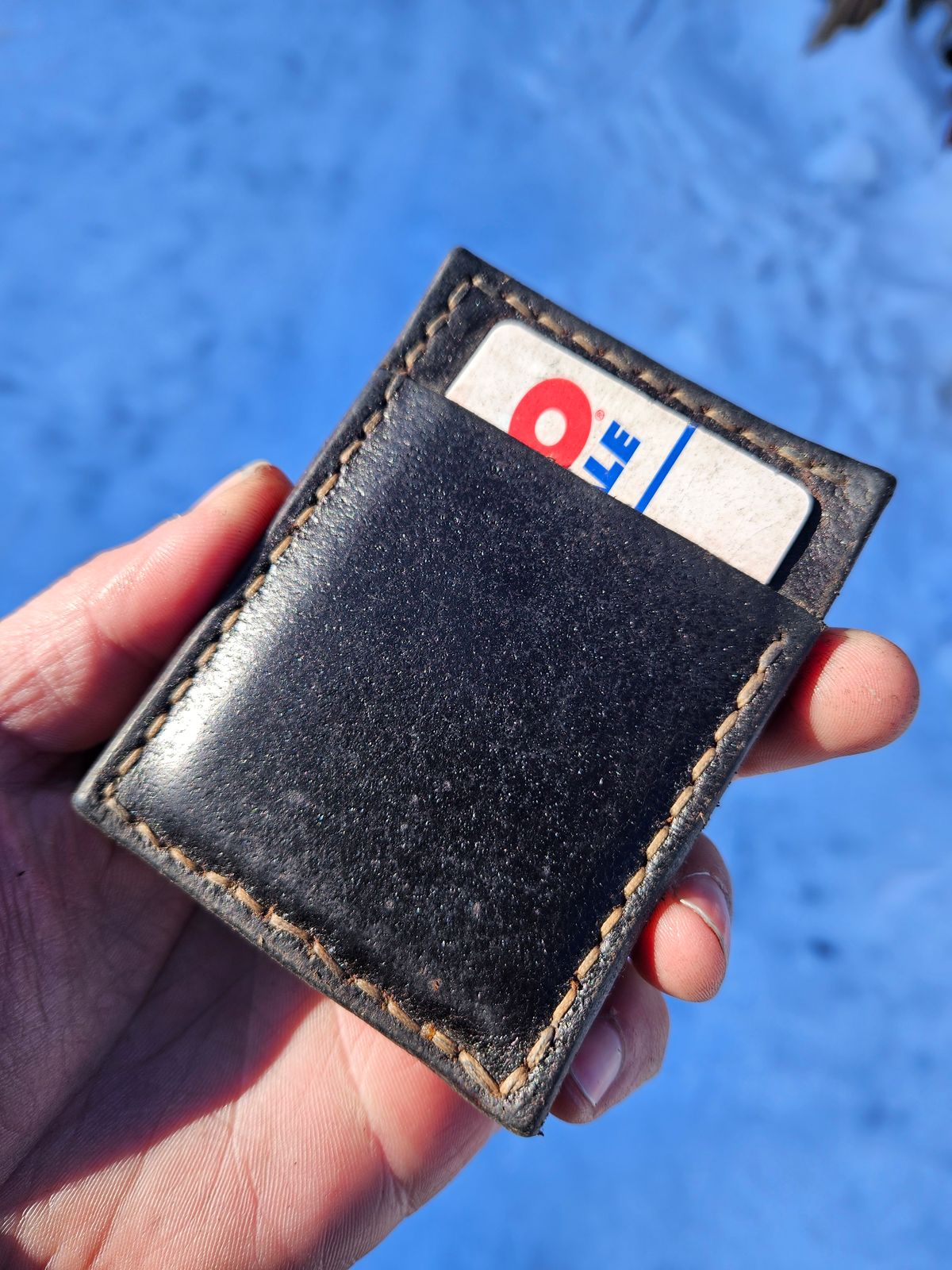 Photo by Theakkid on March 2, 2026 of the Pale's Custom Leatherworks Slim Wallet in Horween Brown Waxed Flesh.