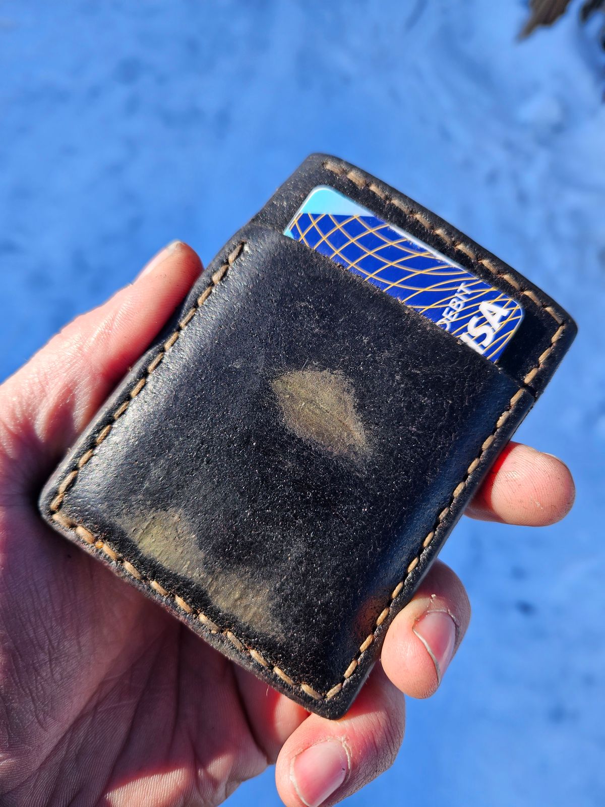 Photo by Theakkid on March 2, 2026 of the Pale's Custom Leatherworks Slim Wallet in Horween Brown Waxed Flesh.