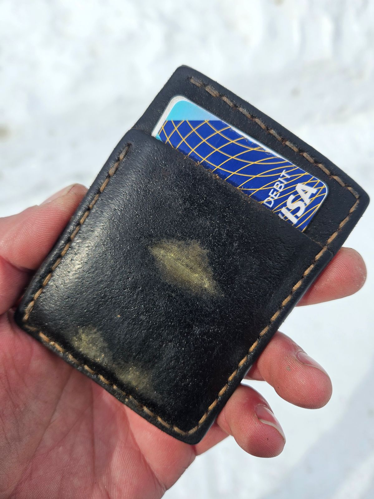 Photo by Theakkid on April 5, 2026 of the Pale's Custom Leatherworks Slim Wallet in Horween Brown Waxed Flesh.