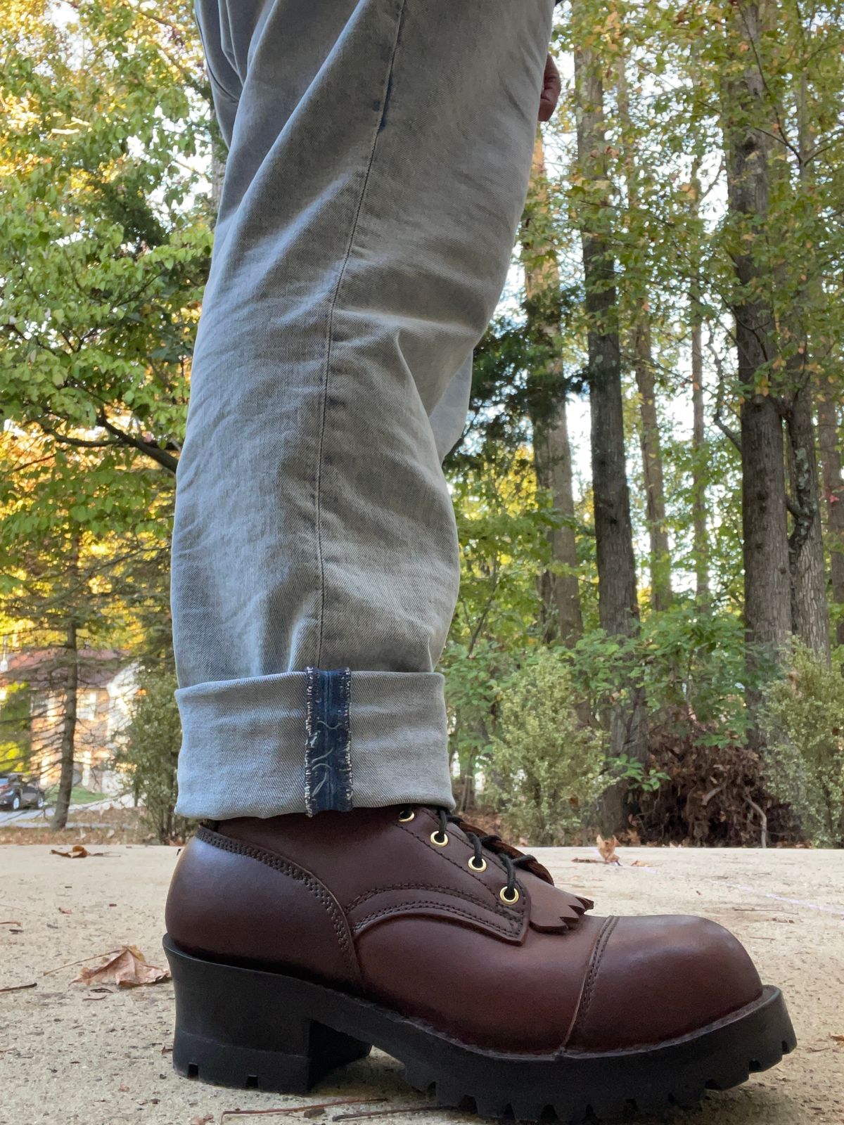 Photo by kweso on October 5, 2024 of the Frank's Boots Type 1 Commander in Seidel Chocolate Oil Tan.