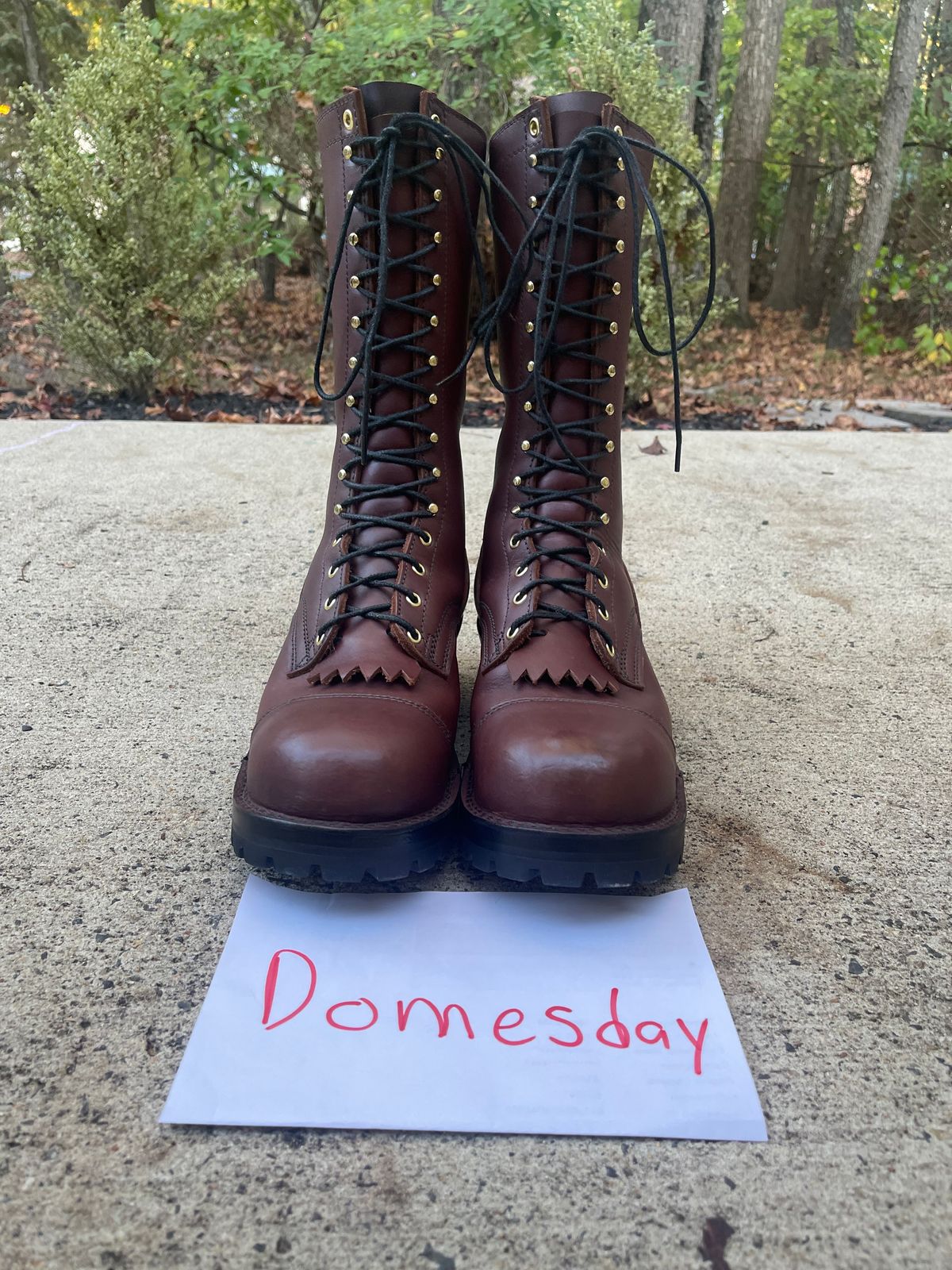 Photo by kweso on October 5, 2024 of the Frank's Boots Type 1 Commander in Seidel Chocolate Oil Tan.