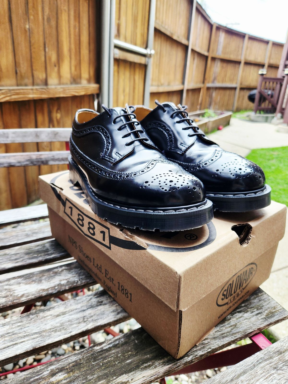 Photo by rollschoice on May 28, 2025 of the NPS Shoes Brogue Shoe in Black Hi-Shine.