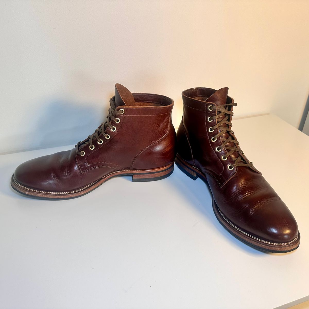 Photo by YouShoe on November 13, 2025 of the Viberg Service Boot in Horween Brown Chromexcel.