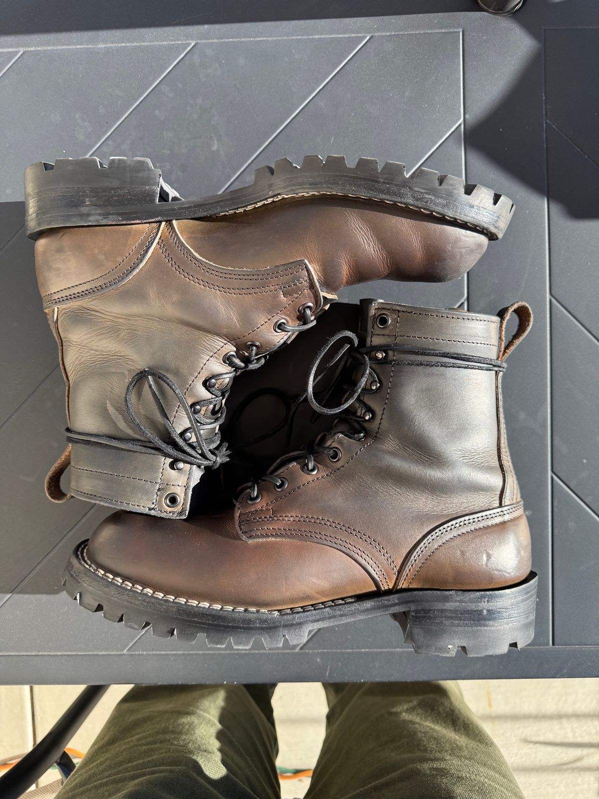 Photo by RubenHernandez on December 5, 2025 of the Nicks Custom Model in Wickett & Craig Slate Double Stuffed.