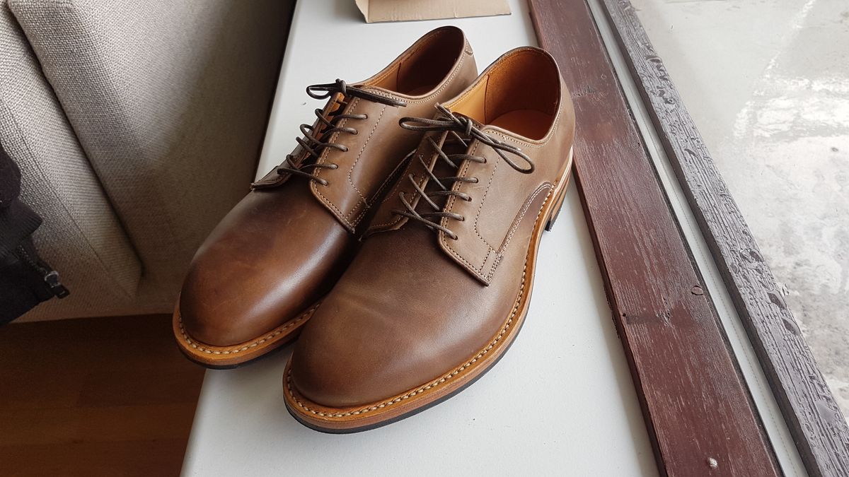 Photo by tumi on May 4, 2018 of the Viberg Derby Shoe in Guidi Color C Calf.