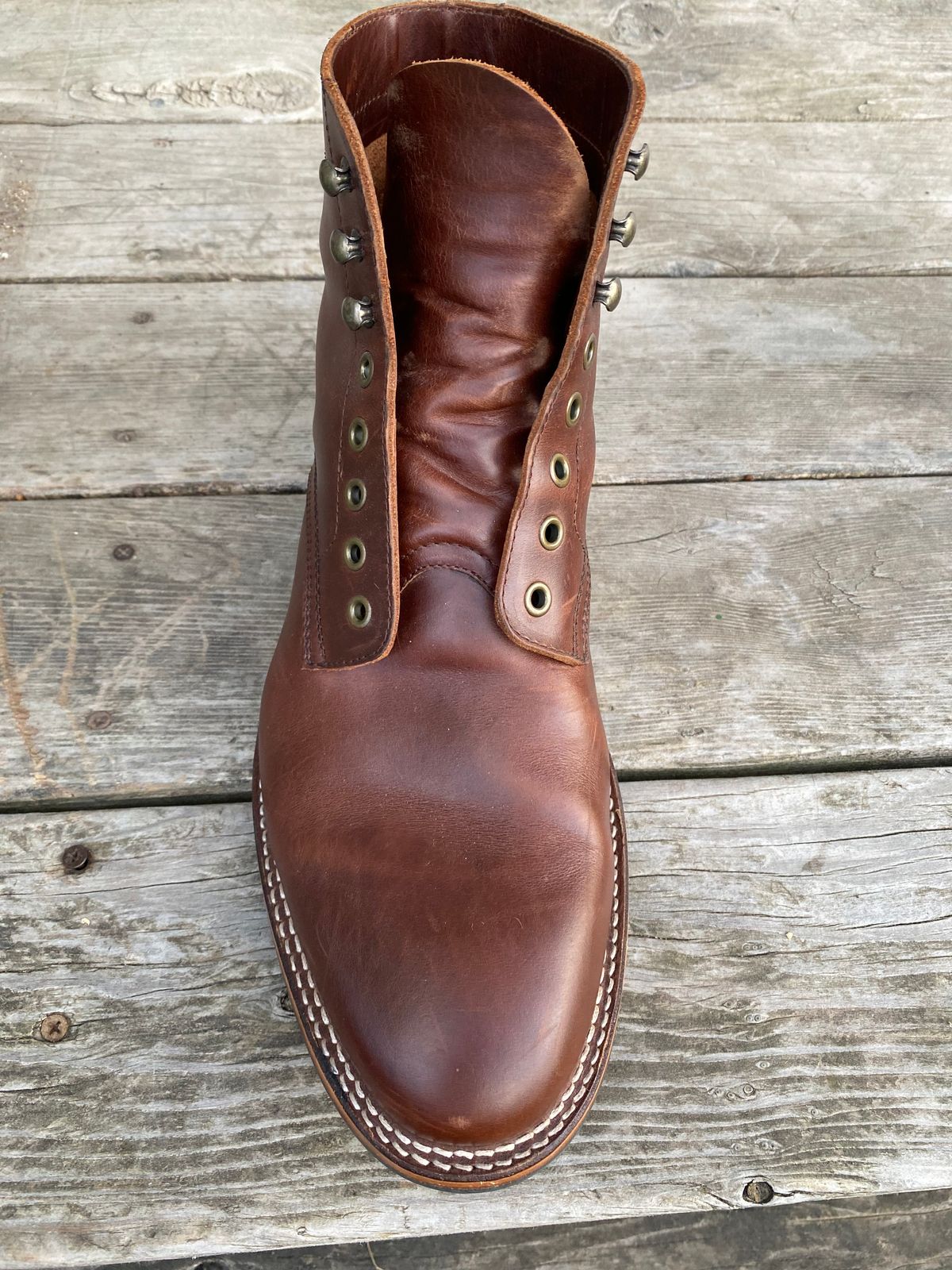 Photo by cereus0843 on September 30, 2025 of the Parkhurst The Allen in Tempesti Chestnut Veg Tan.