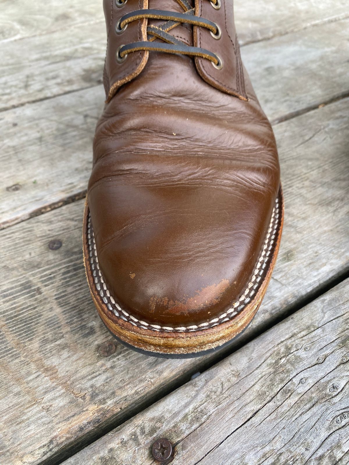 Photo by cereus0843 on November 2, 2025 of the Parkhurst The Allen in Italpel Caramel Teacore Veg Tan.