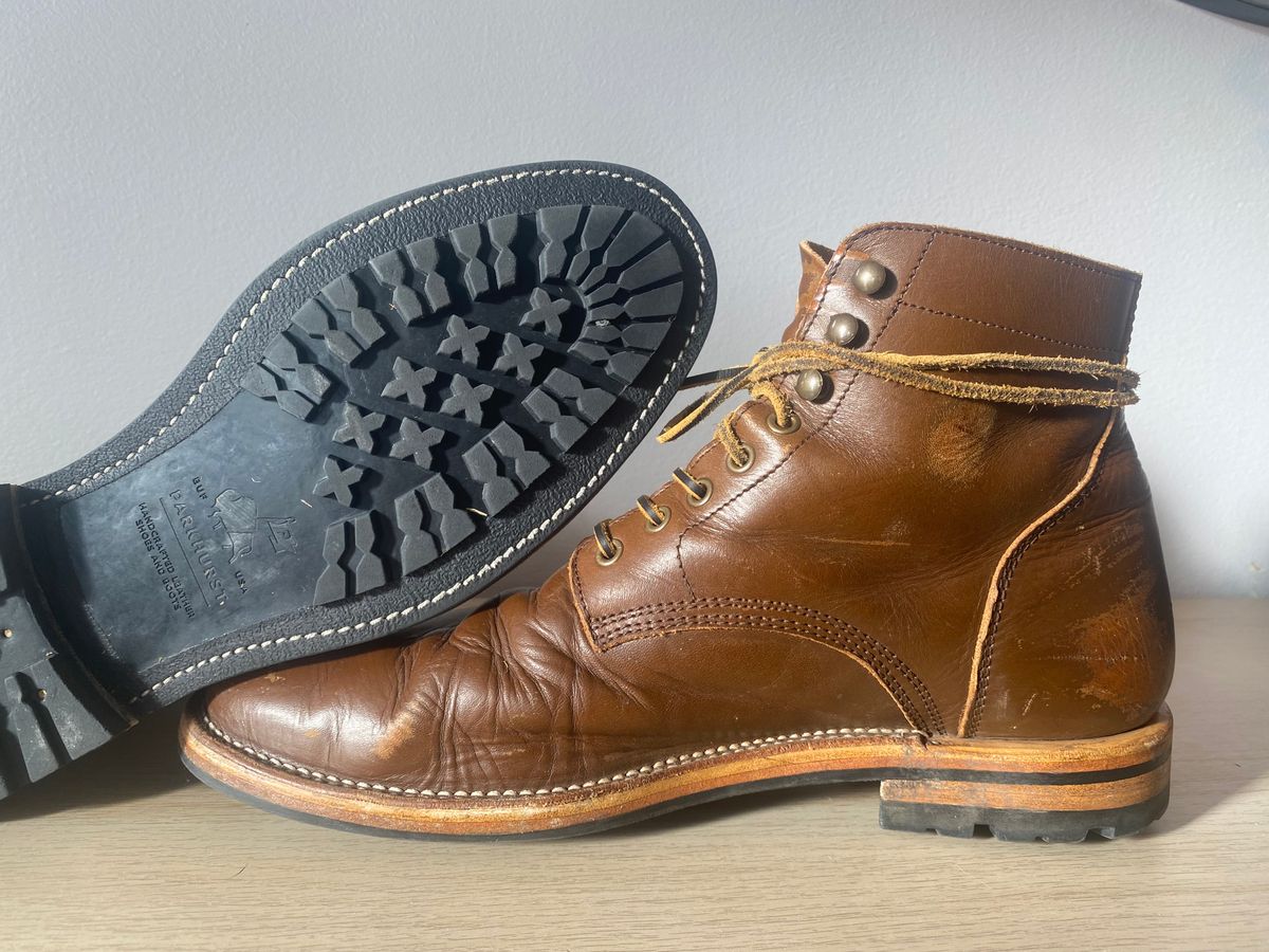 Photo by cereus0843 on January 3, 2026 of the Parkhurst The Allen in Italpel Caramel Teacore Veg Tan.