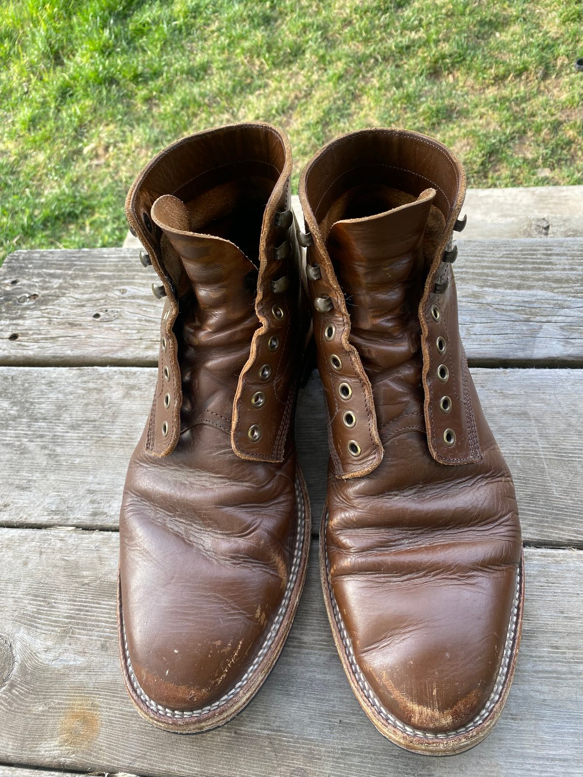 Photo by cereus0843 on April 6, 2026 of the Parkhurst The Allen in Italpel Caramel Teacore Veg Tan.