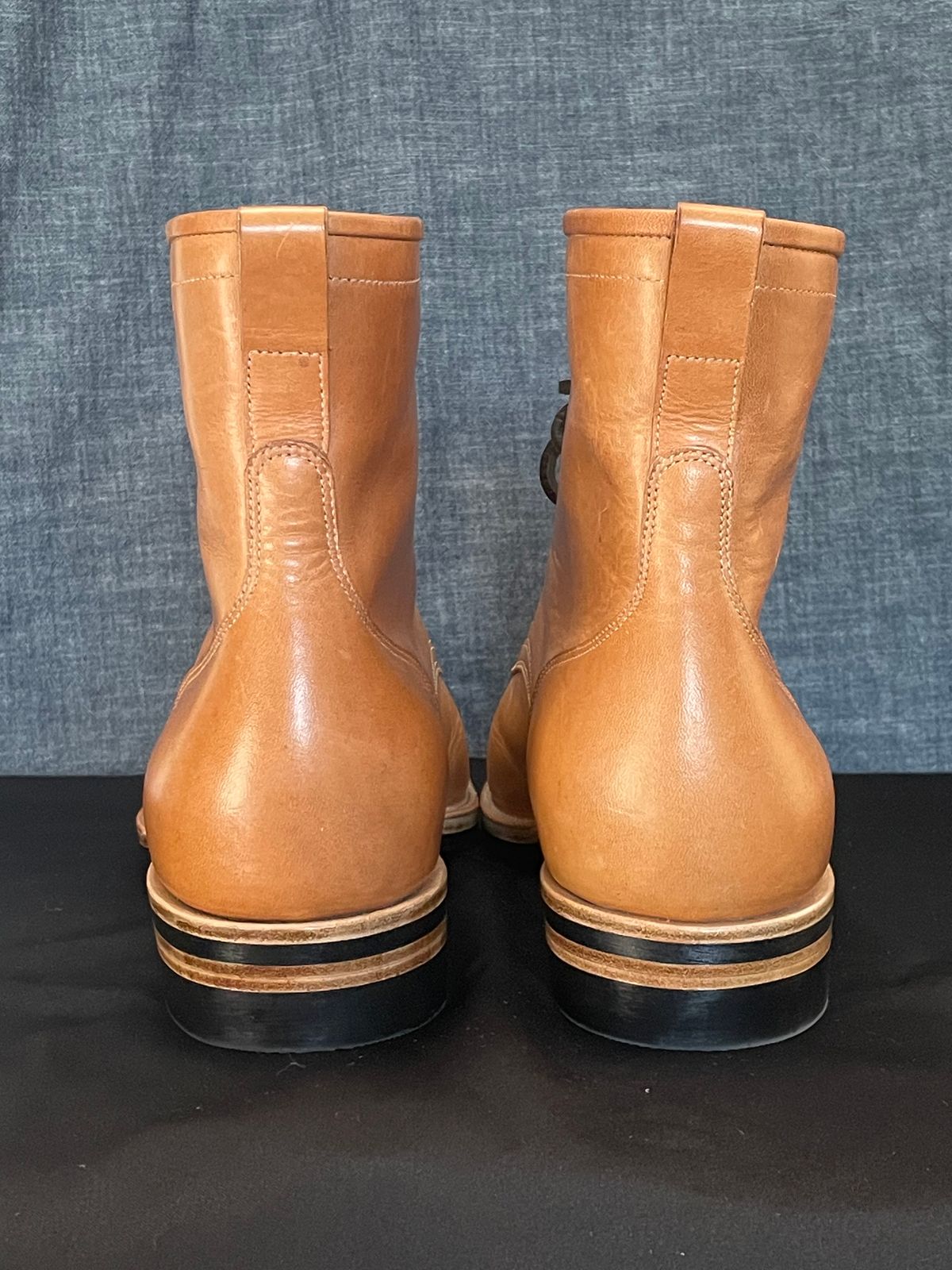 Photo by MMcC on October 5, 2024 of the Skuce Shoes 8" Derby Boot MTO in Horween Natural Dublin.