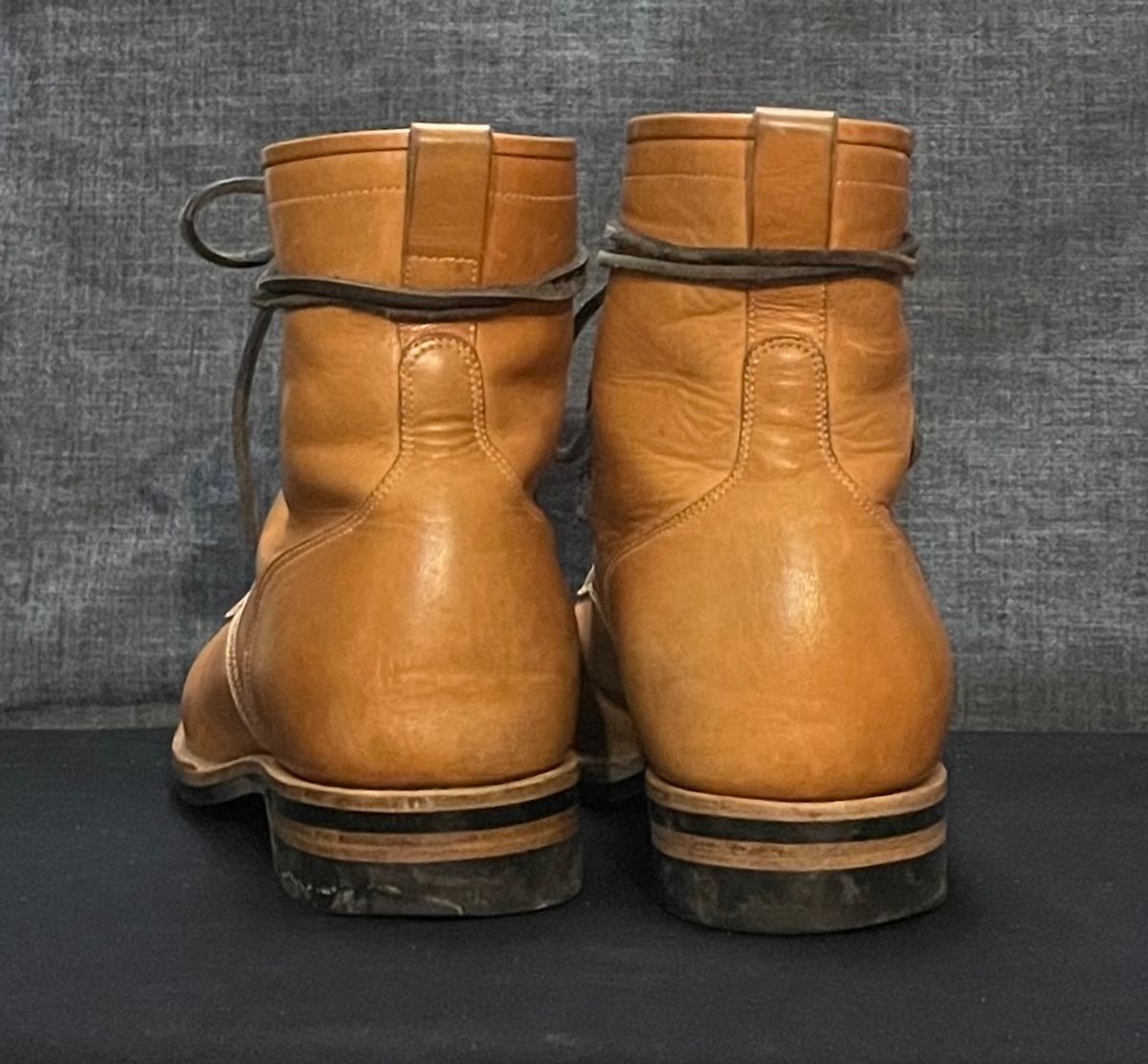 Photo by MMcC on January 6, 2025 of the Skuce Shoes 8" Derby Boot MTO in Horween Natural Dublin.