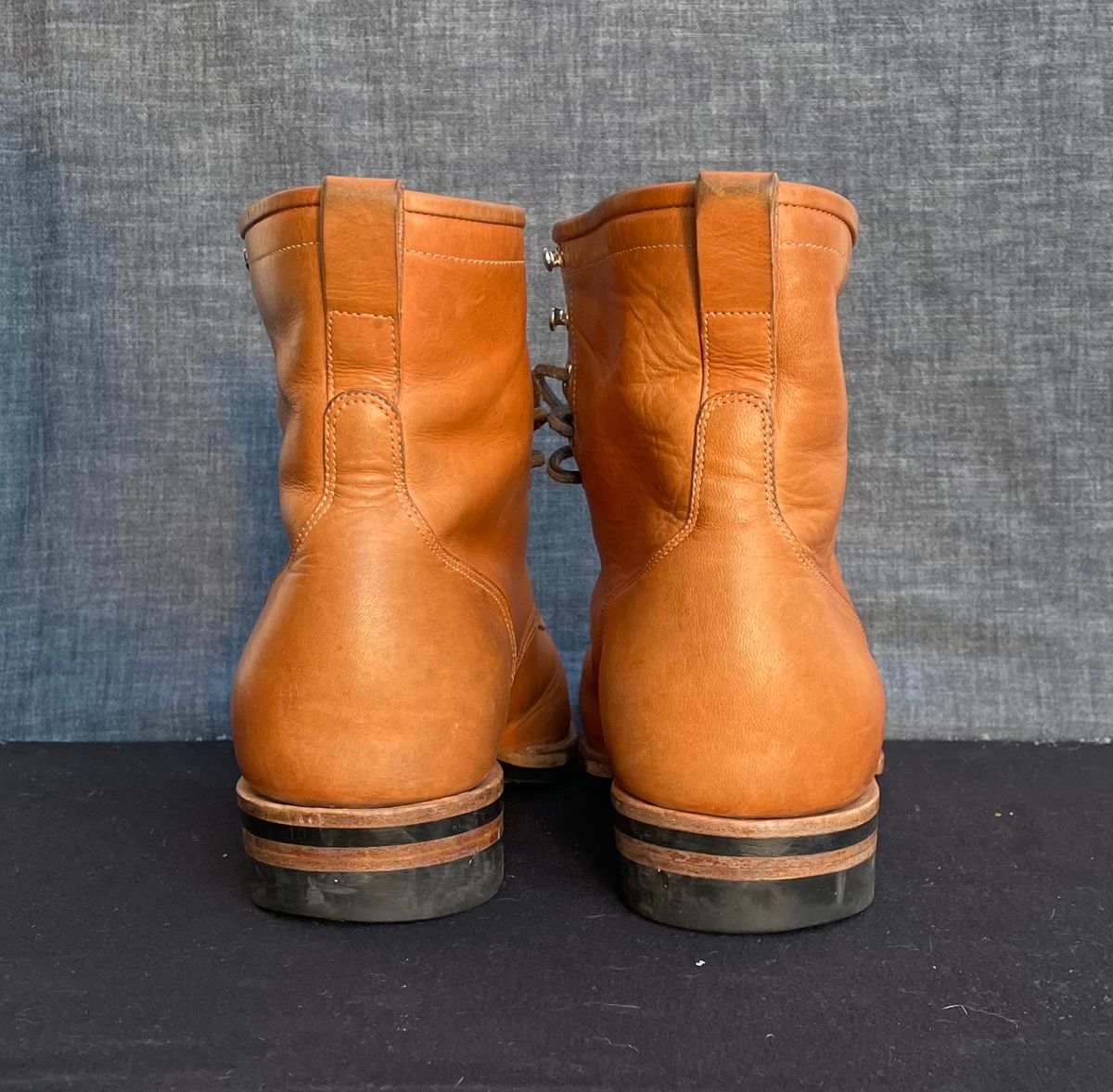 Photo by MMcC on February 5, 2025 of the Skuce Shoes 8" Derby Boot MTO in Horween Natural Dublin.