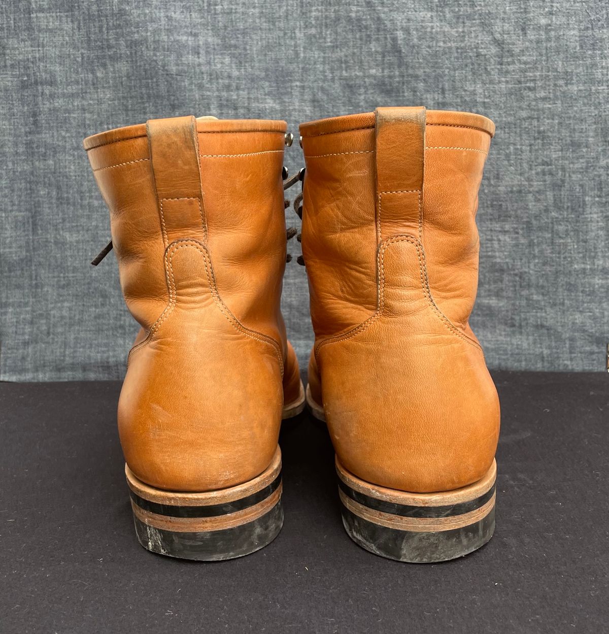 Photo by MMcC on March 5, 2025 of the Skuce Shoes 8" Derby Boot MTO in Horween Natural Dublin.