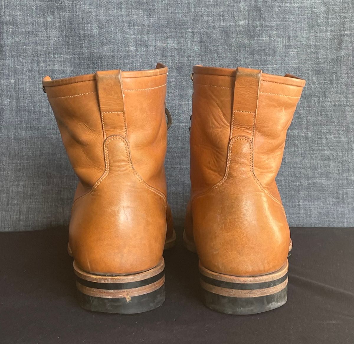 Photo by MMcC on April 4, 2025 of the Skuce Shoes 8" Derby Boot MTO in Horween Natural Dublin.