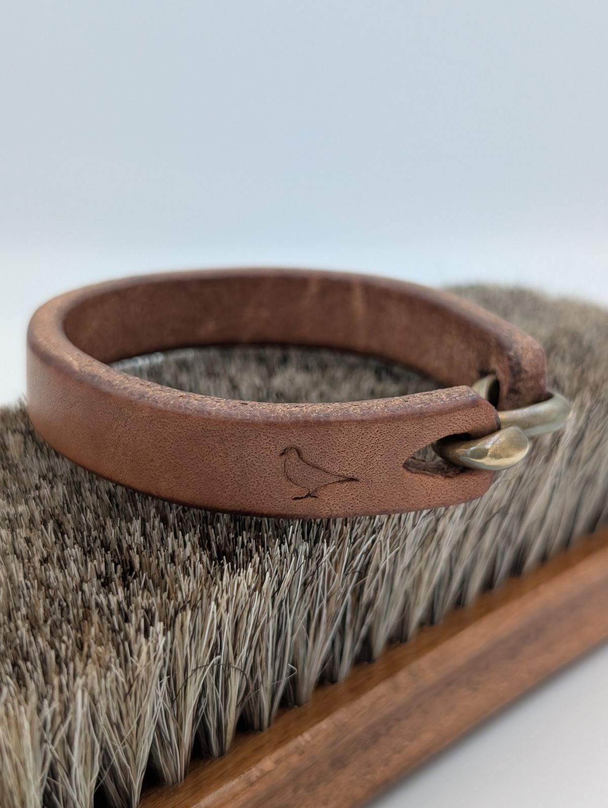 Photo by wistless on November 2, 2025 of the Pigeon Tree Cuff in J&FJ Baker Natural Oak Bark Tanned Bridle.