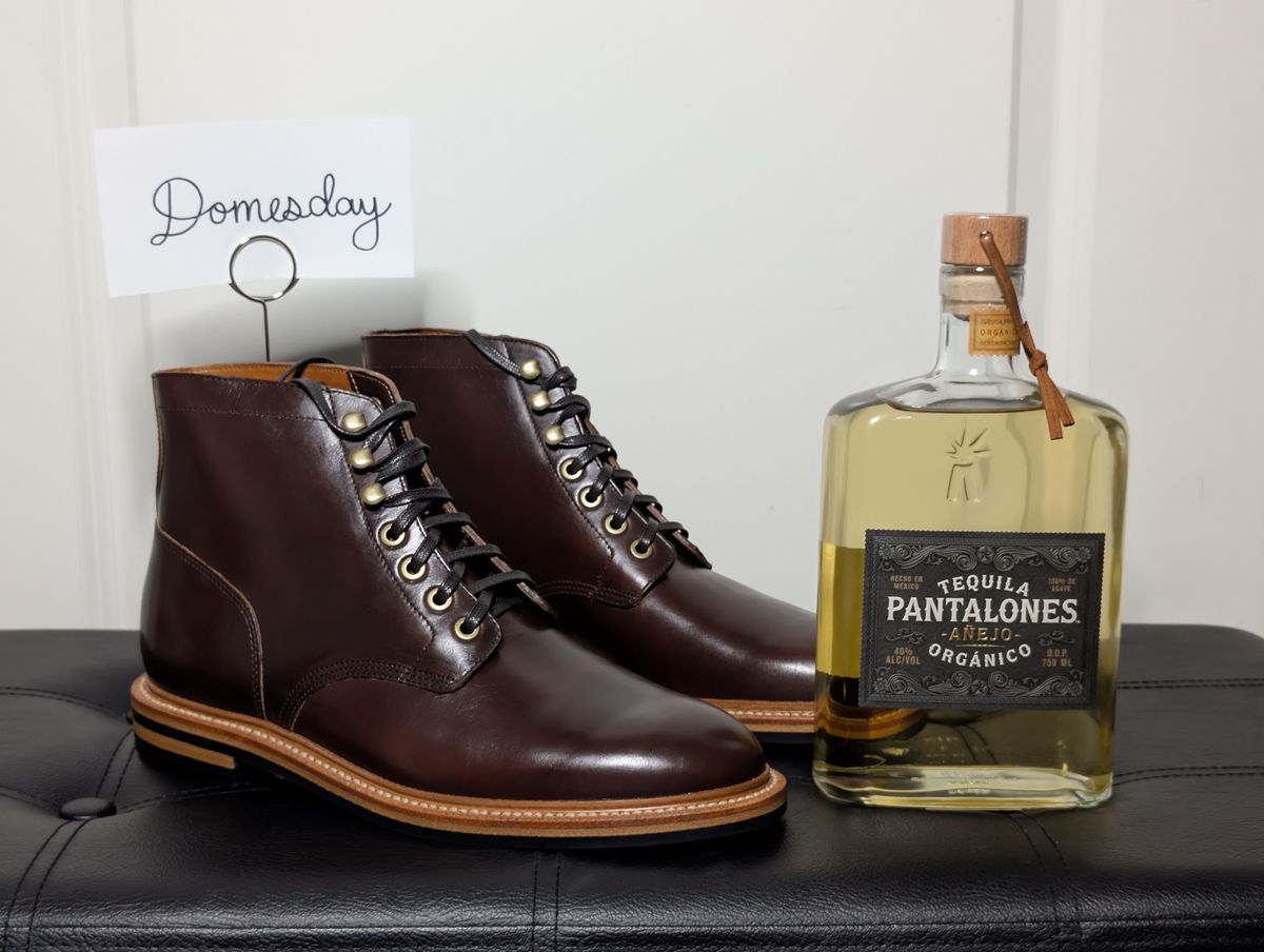 Photo by wistless on October 3, 2024 of the Grant Stone Diesel Boot in Horween Crimson Chromexcel.