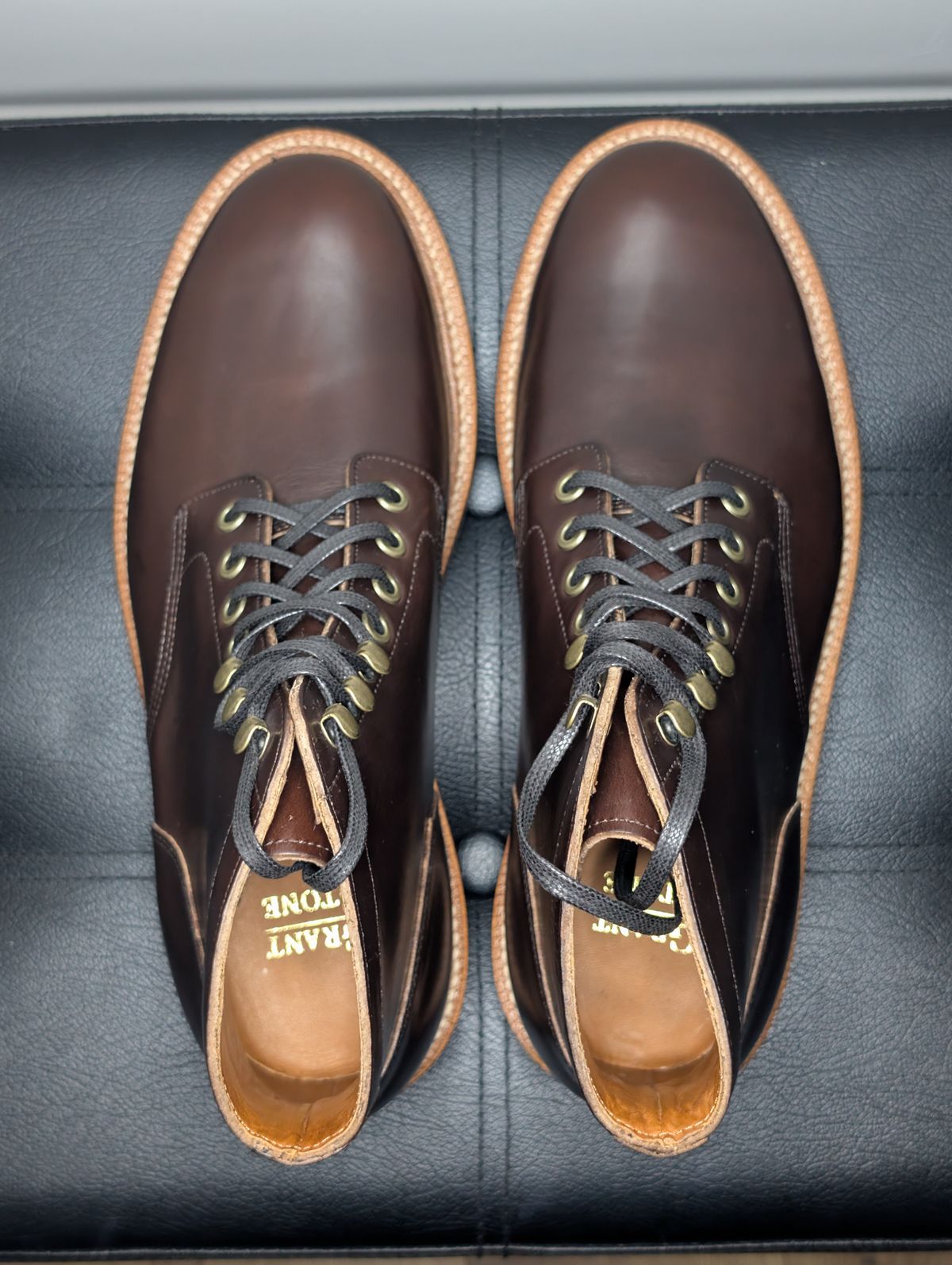 Photo by wistless on October 3, 2024 of the Grant Stone Diesel Boot in Horween Crimson Chromexcel.