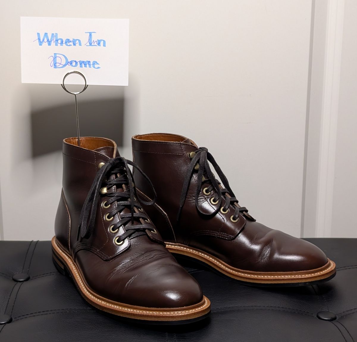 Photo by wistless on November 3, 2024 of the Grant Stone Diesel Boot in Horween Crimson Chromexcel.