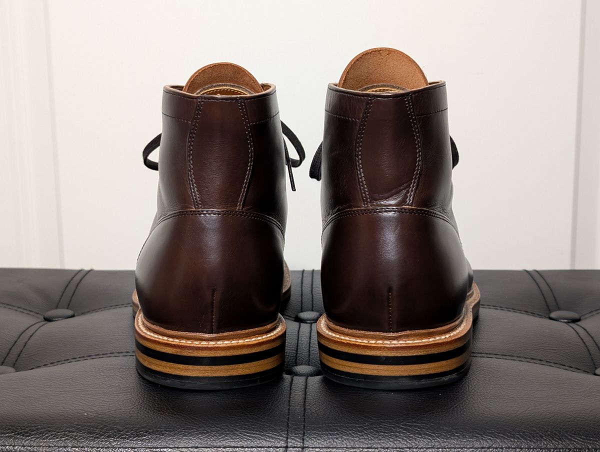 Photo by wistless on January 1, 2025 of the Grant Stone Diesel Boot in Horween Crimson Chromexcel.