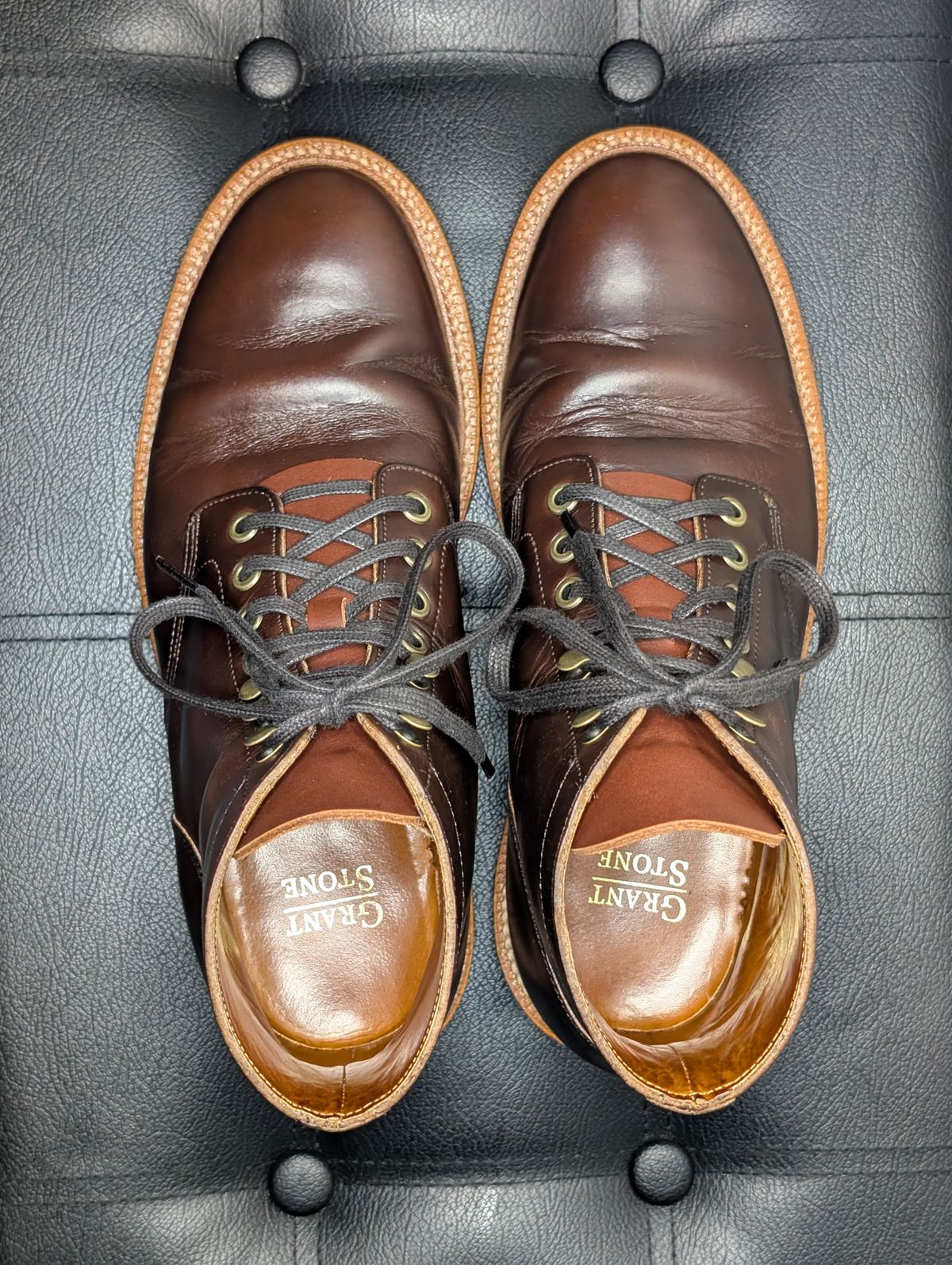 Photo by wistless on January 1, 2025 of the Grant Stone Diesel Boot in Horween Crimson Chromexcel.