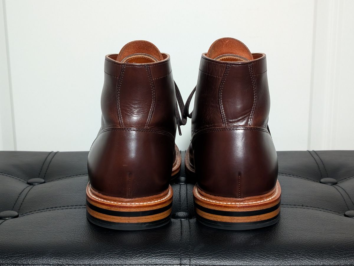 Photo by wistless on March 2, 2025 of the Grant Stone Diesel Boot in Horween Crimson Chromexcel.
