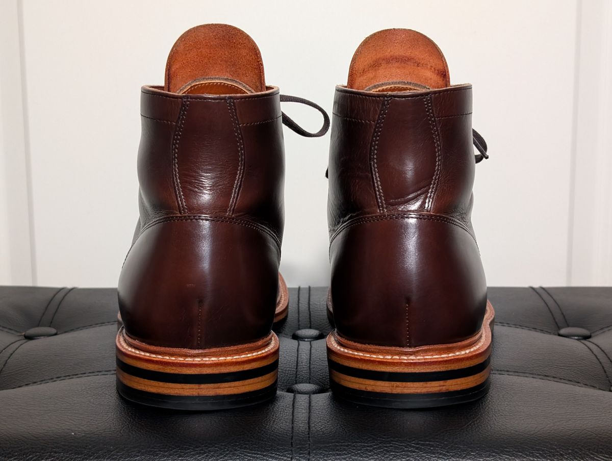 Photo by wistless on April 3, 2025 of the Grant Stone Diesel Boot in Horween Crimson Chromexcel.