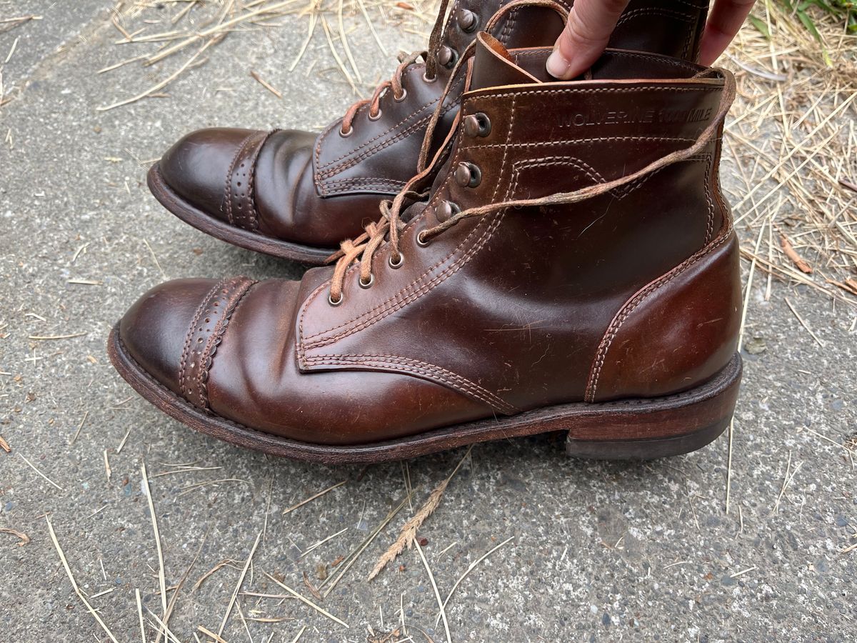 Photo by loralrose on August 11, 2024 of the Wolverine 1000 Mile Cap-Toe Boot in Horween Brown Shell Cordovan.