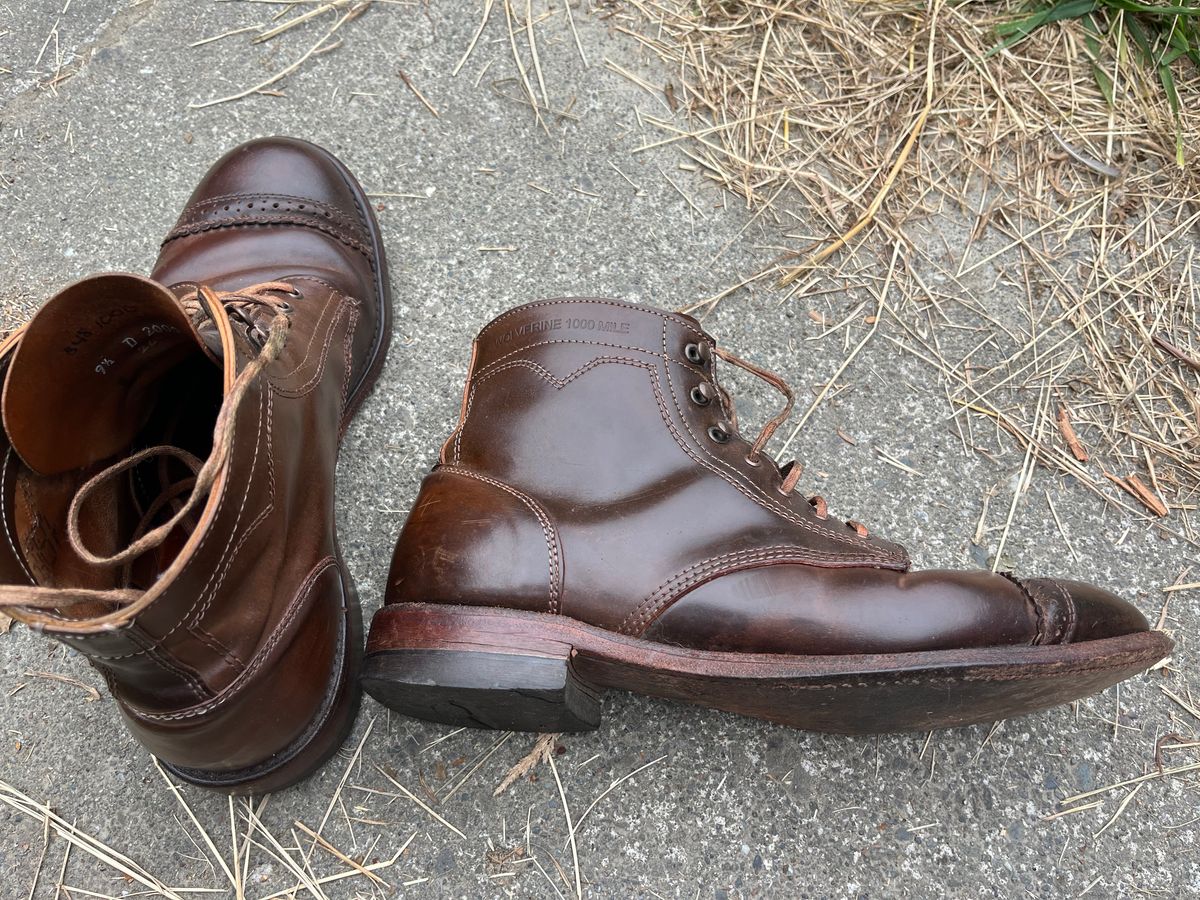 Photo by loralrose on August 11, 2024 of the Wolverine 1000 Mile Cap-Toe Boot in Horween Brown Shell Cordovan.