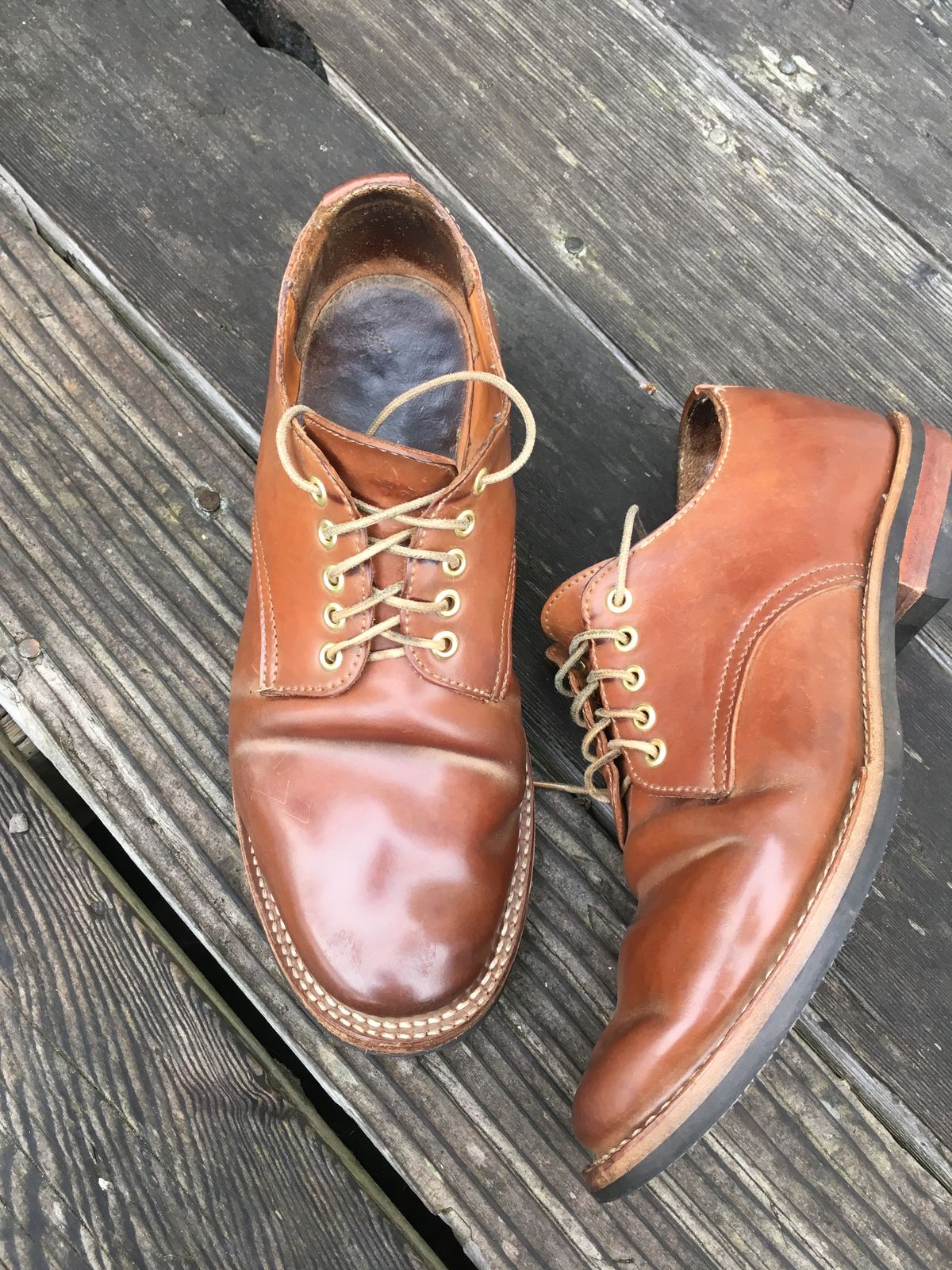 Photo by loralrose on June 4, 2021 of the Truman Derby in Horween Unglazed Natural Shell Cordovan.