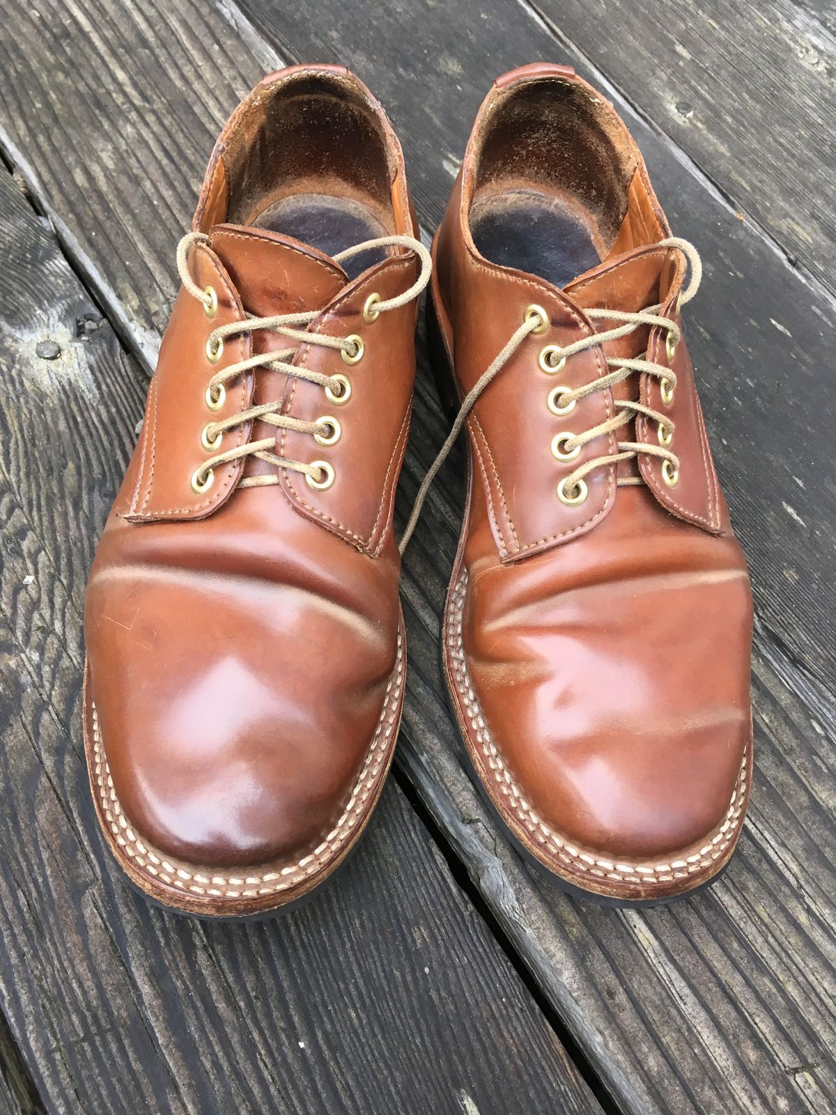 Photo by loralrose on June 4, 2021 of the Truman Derby in Horween Unglazed Natural Shell Cordovan.