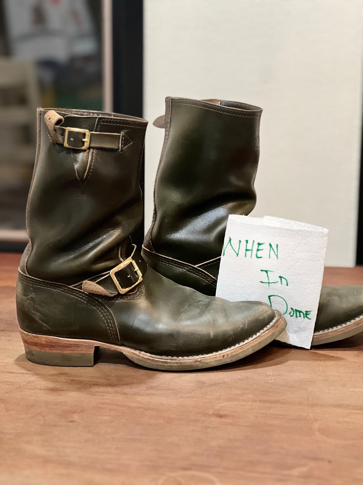 Photo by adriankgonzes on November 5, 2024 of the Wesco Mister Lou in Forest Green Chromexel.