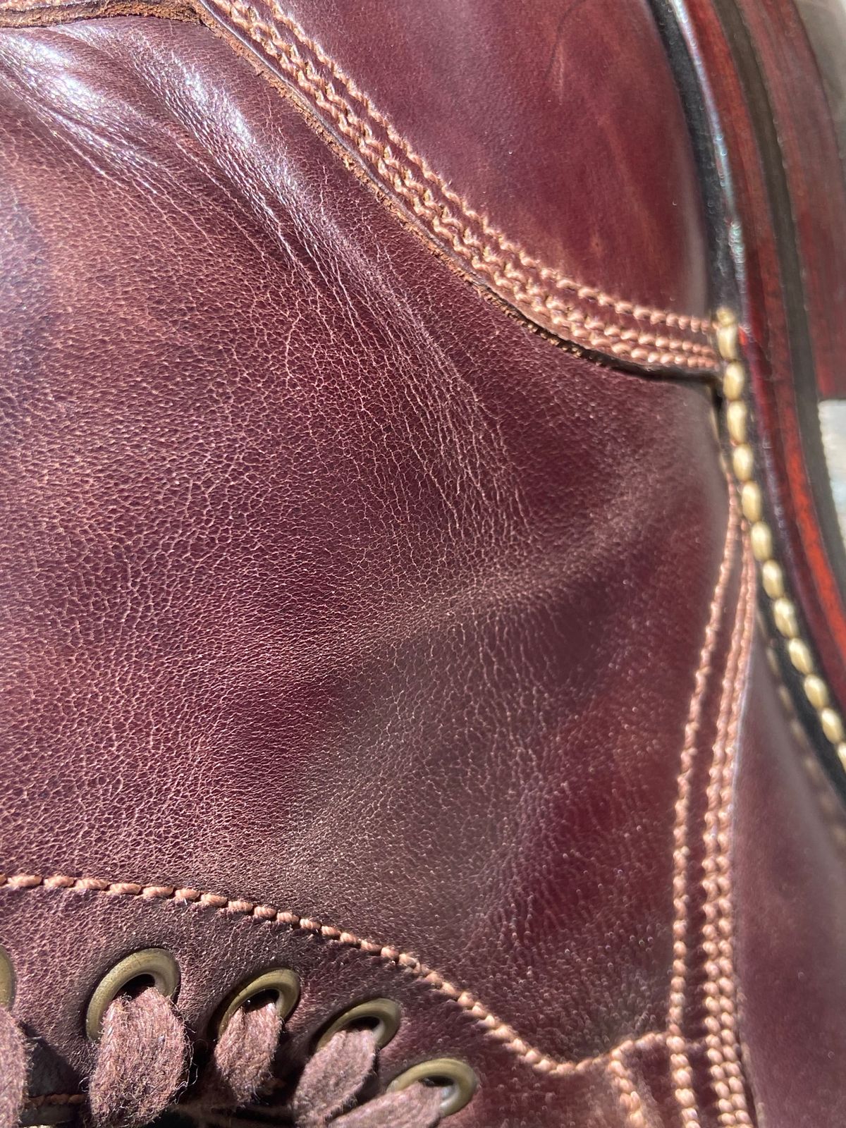 Photo by Boot.Stomp on May 6, 2026 of the Willie's Handmade Boots Cap Toe Service Boot in Maryam Olive Horserump Overdyed Dark Brown.