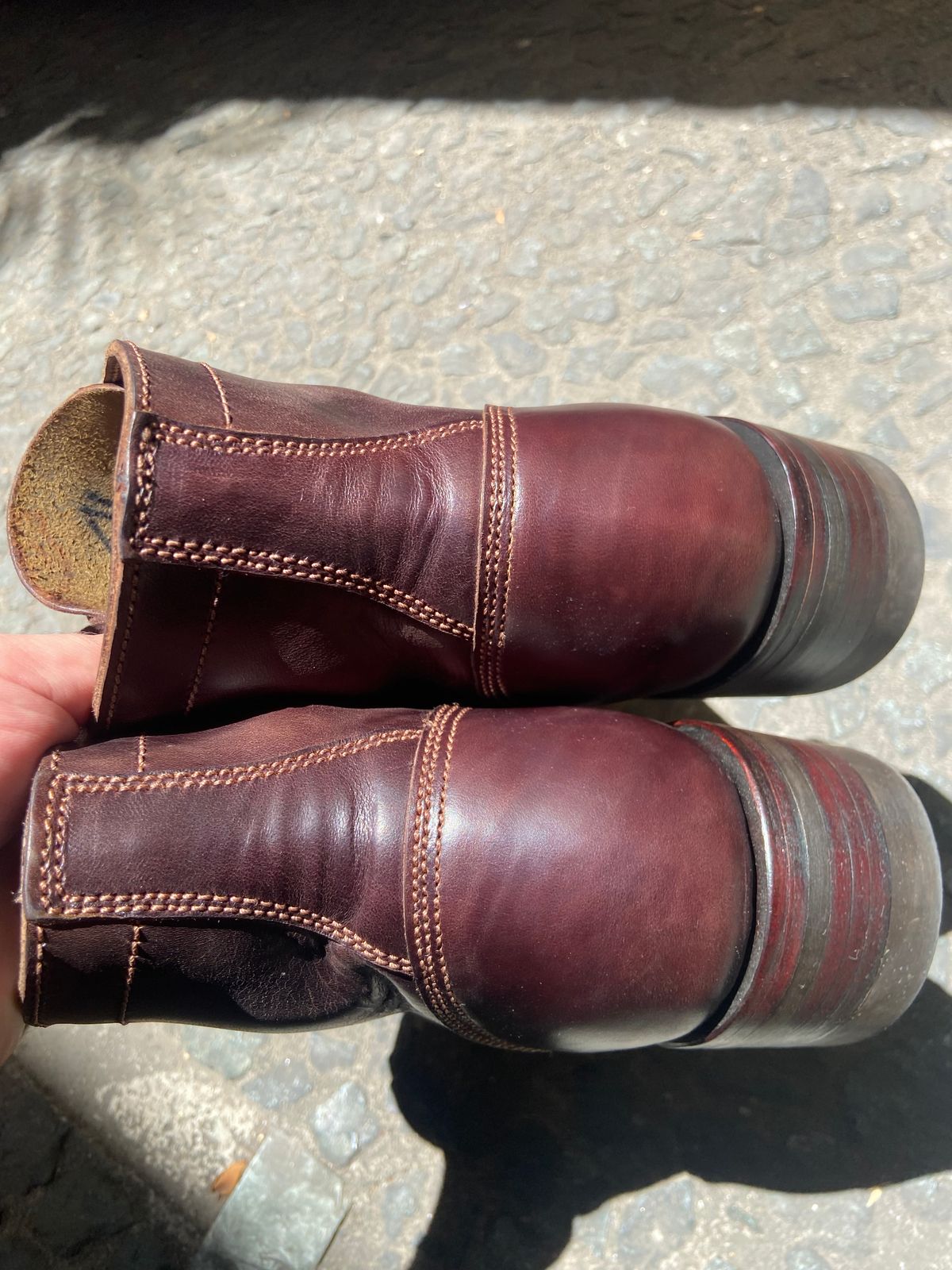 Photo by Boot.Stomp on May 6, 2026 of the Willie's Handmade Boots Cap Toe Service Boot in Maryam Olive Horserump Overdyed Dark Brown.