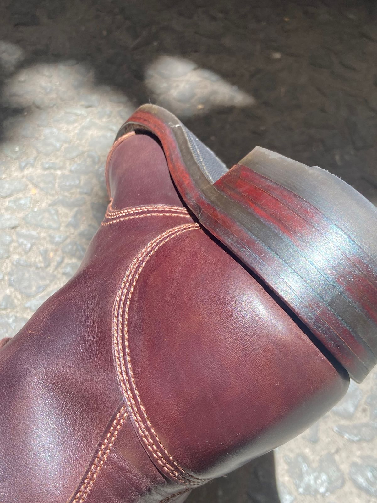 Photo by Boot.Stomp on May 6, 2026 of the Willie's Handmade Boots Cap Toe Service Boot in Maryam Olive Horserump Overdyed Dark Brown.