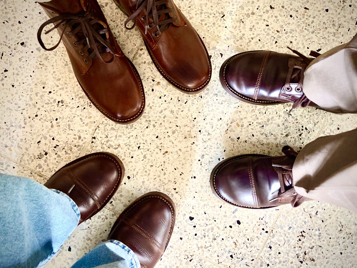 Photo by Boot.Stomp on May 27, 2026 of the Willie's Handmade Boots Cap Toe Service Boot in Maryam Olive Horserump Overdyed Dark Brown.