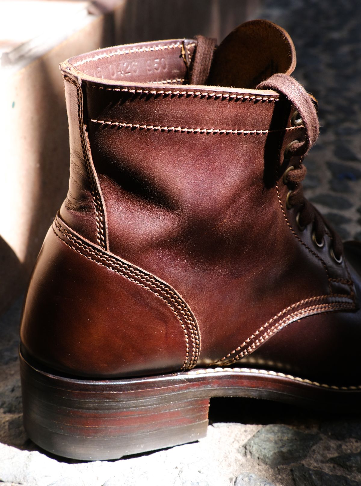 Photo by Boot.Stomp on June 20, 2026 of the Willie's Handmade Boots Cap Toe Service Boot in Maryam Olive Horserump Overdyed Dark Brown.