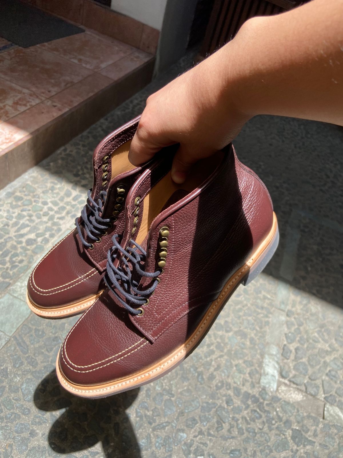 Photo by Boot.Stomp on May 21, 2026 of the Luosjiet Indiana Moctoe Boot in Dark Brown Lychee.