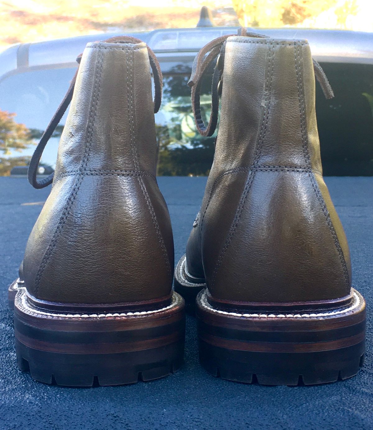 Photo by Bossa on October 10, 2024 of the Grant Stone Brass Boot in Incas Jungle Kangaroo.