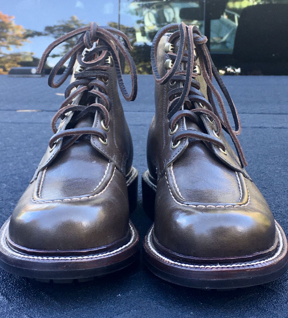 Photo by Bossa on October 10, 2024 of the Grant Stone Brass Boot in Incas Jungle Kangaroo.